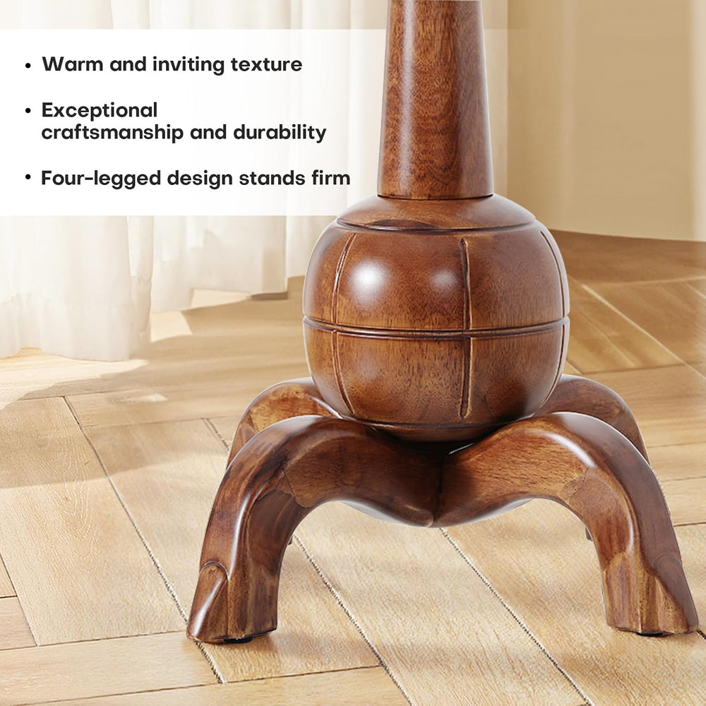Wooden Coat Rack Freestanding Coat Tree with 8 Hooks, Walnut