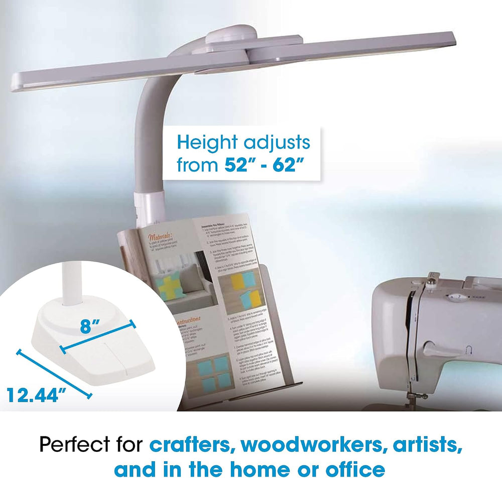 OttLite Dual Shade LED Floor Lamp with Adjustable Stand, White