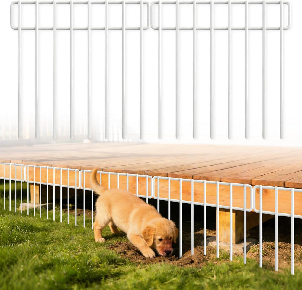 42.5FT White Garden Fence Animal Barrier - 30 Pack No Dig Fence Panels Dog Fe...