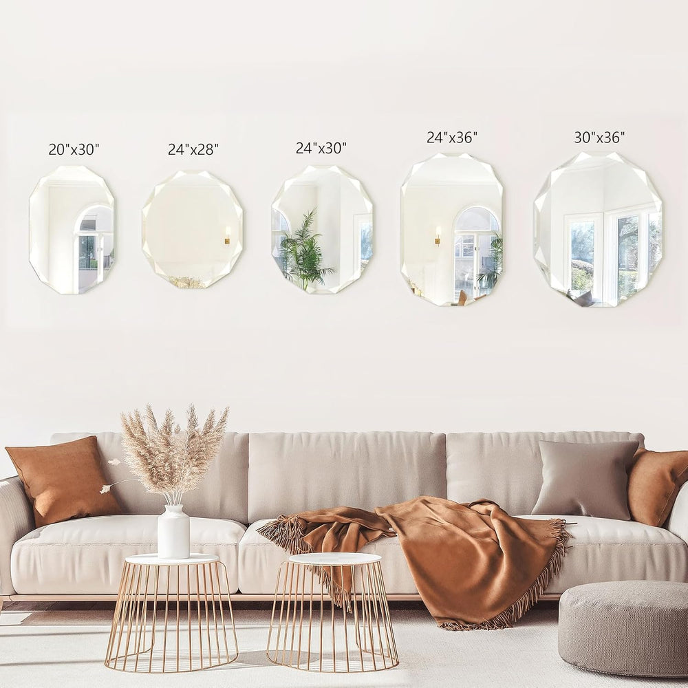 24x30 Inch Bathroom Mirrors for Over Sink, Round Frameless Mirrors for Wall