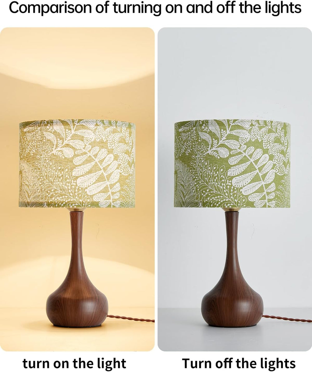 17" Small Green Shade Red Brown Table Lamp Set of 2 for Bedroom Living Room