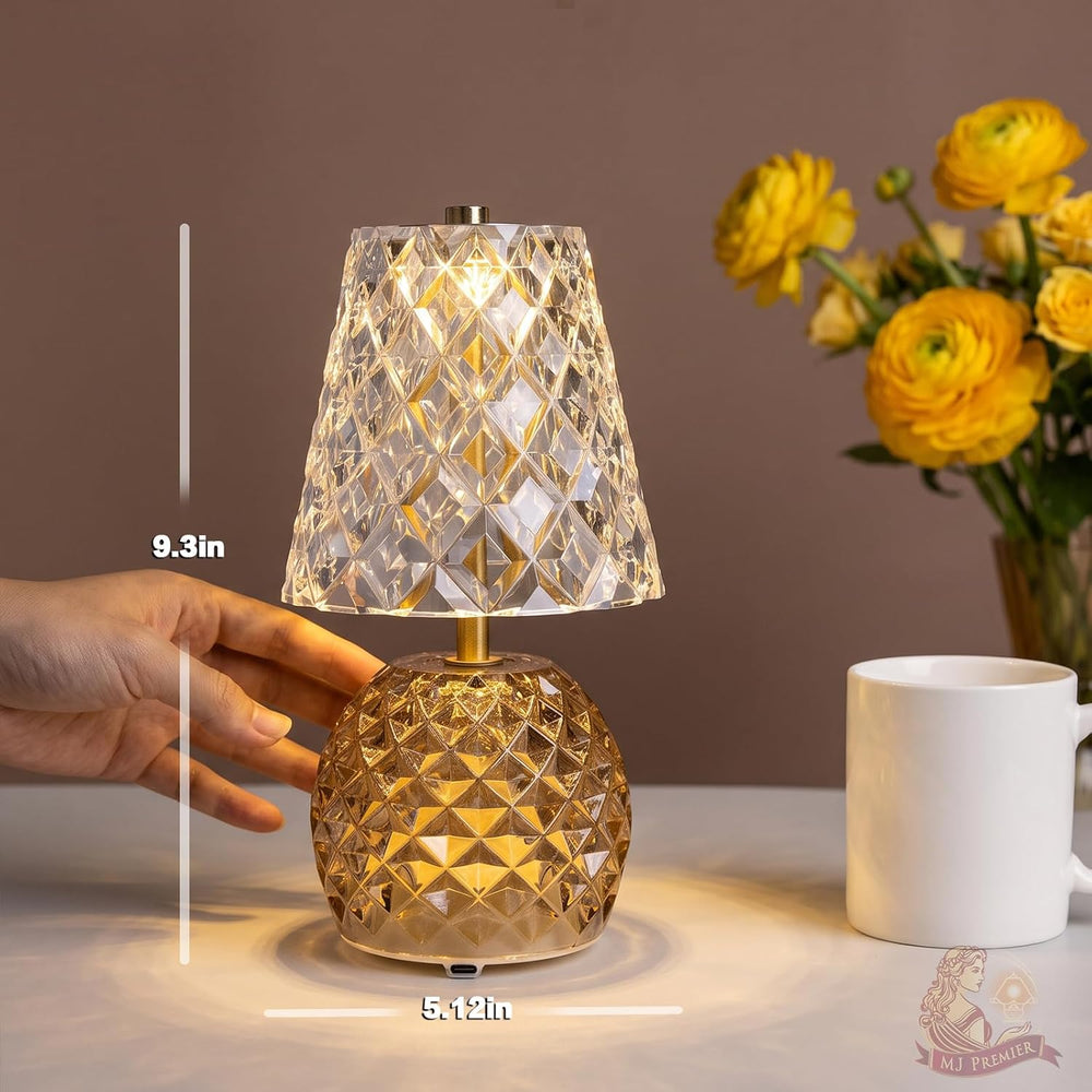 MJ PREMIER Rechargeable Table Lamp Cordless Mushroom Lamp with Timer Brown