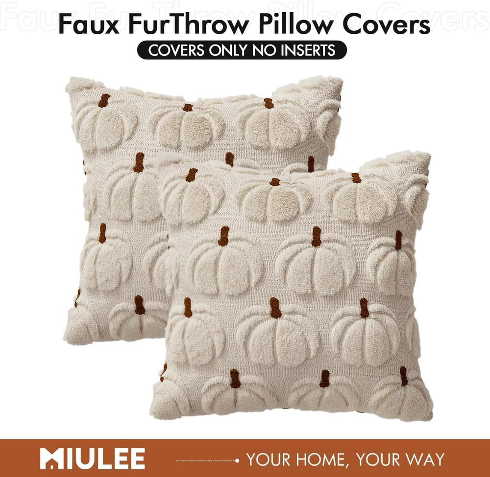 MIULEE Fall Pumpkin Pillow Covers Fall Decor Beige Brown Stem 20x20