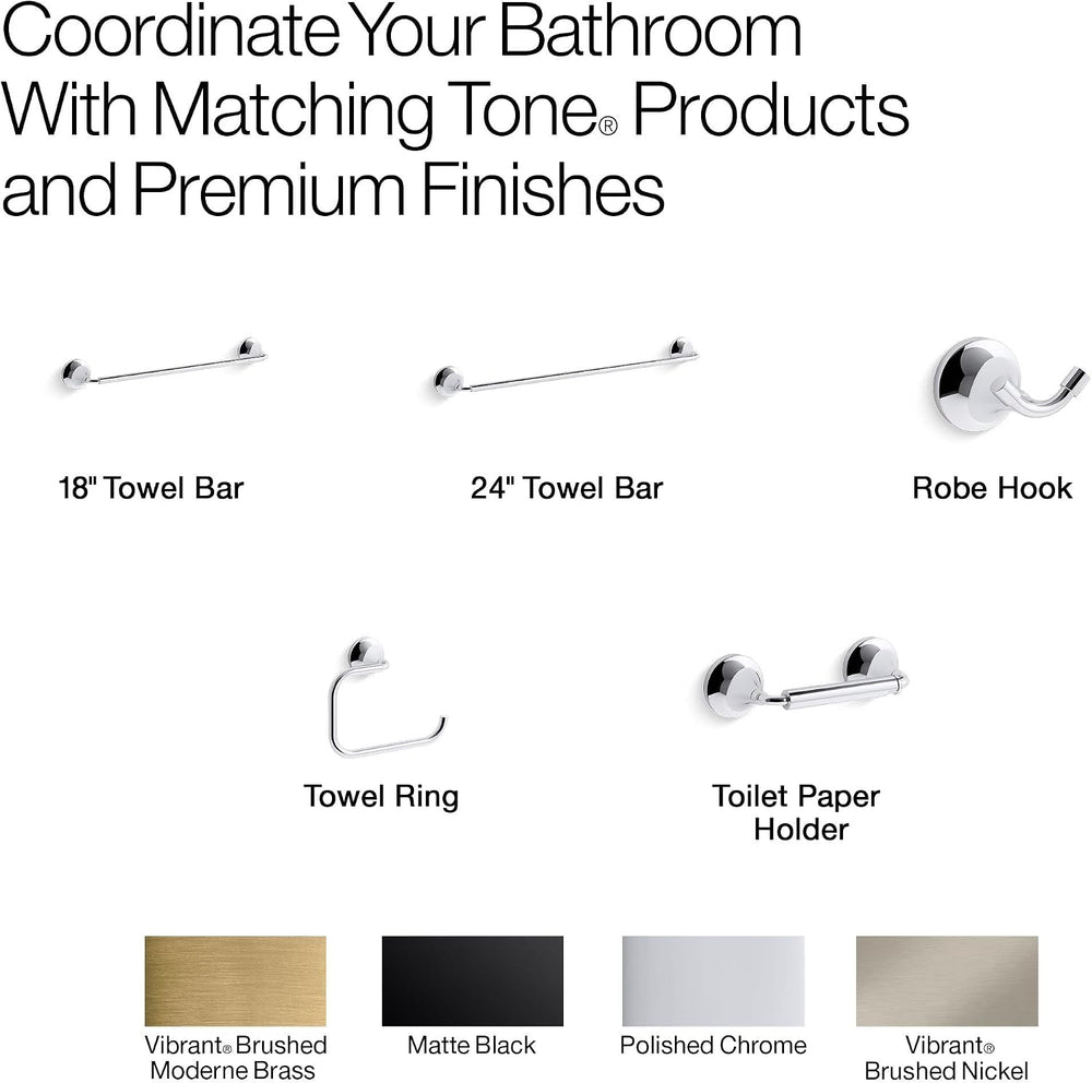 Kohler 27428-BMB Tone-Towel Ring, Matte Black w/Moderne Brass