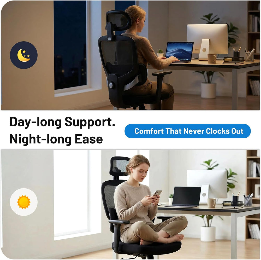 Ergonomic Office Desk Chair, High Back Breathable Mesh Computer Chair, 3D Lum...