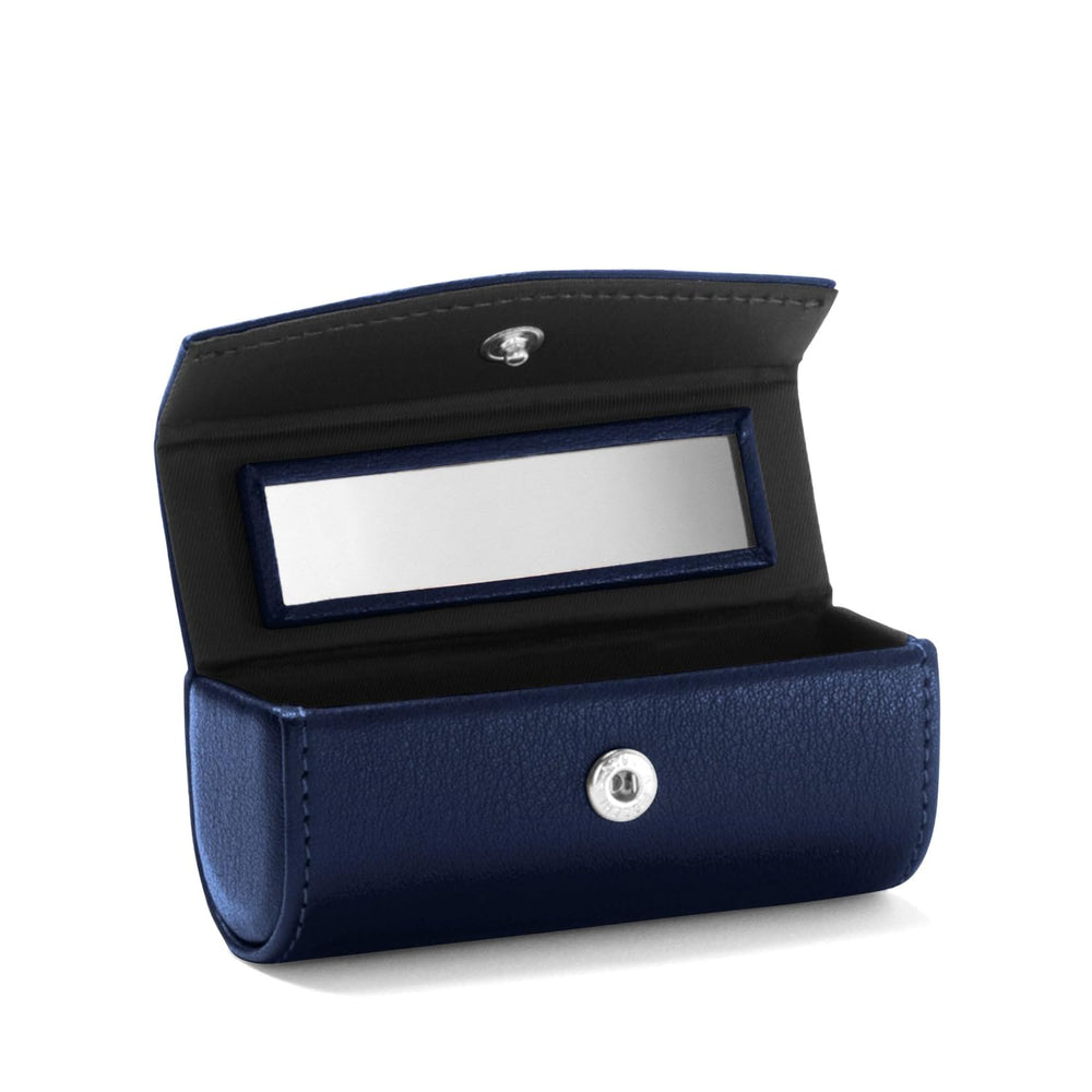 Leatherology Lipstock Case with Mirror & Snap Closure - Navy Blue