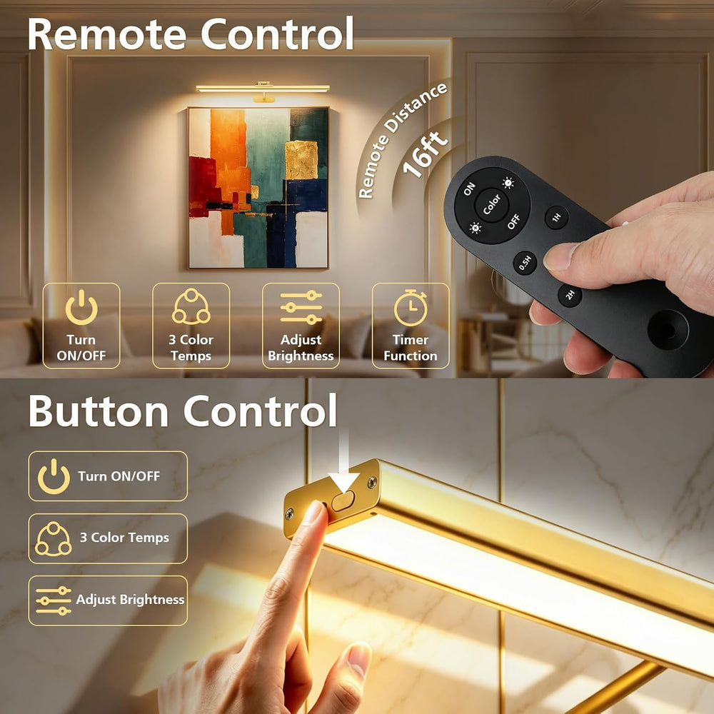 Picture Lights for Wall, 16inch Rechargeable Art Light with Remote, 2Pack