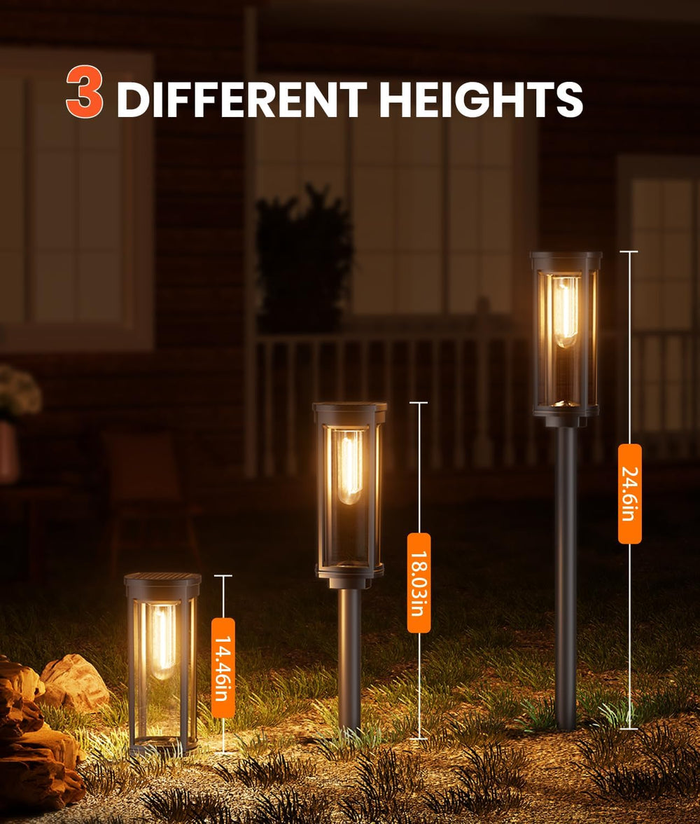 NEWMESSI Solar Lights Outdoor Waterproof, 8 Pack, Warm White, Clear Shade
