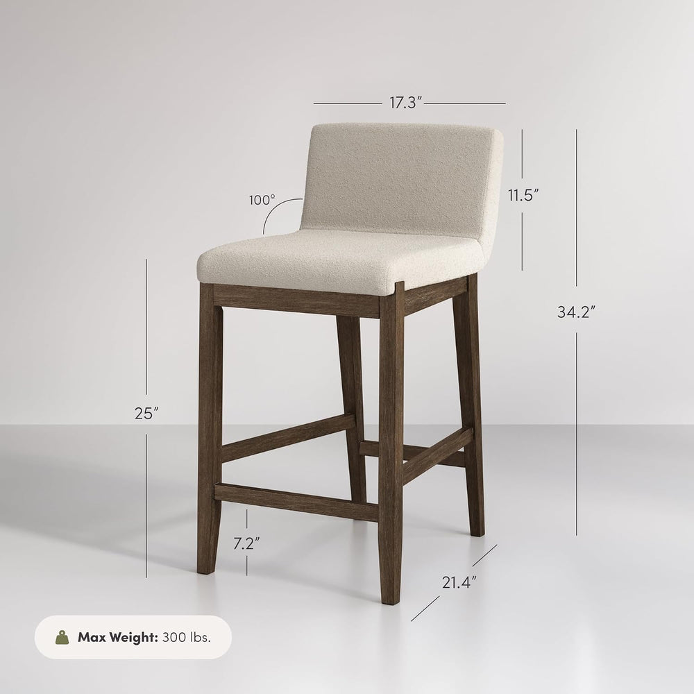 Nathan James Gracie Modern Counter Height Bar Stool with Back, Counter Stool ...