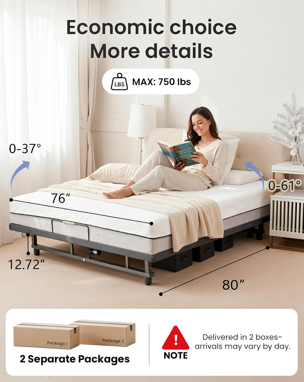 Mixcous King Adjustable Bed Frame with Zero Gravity Heavy Duty 750 lbs