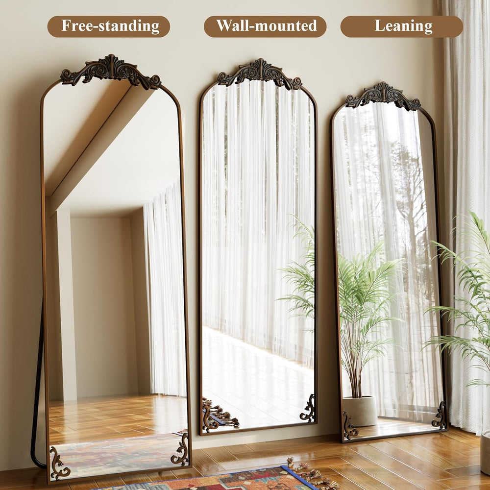 HARRITPURE 64"x21" Vintage Full Length Mirror, Arched Standing Mirror