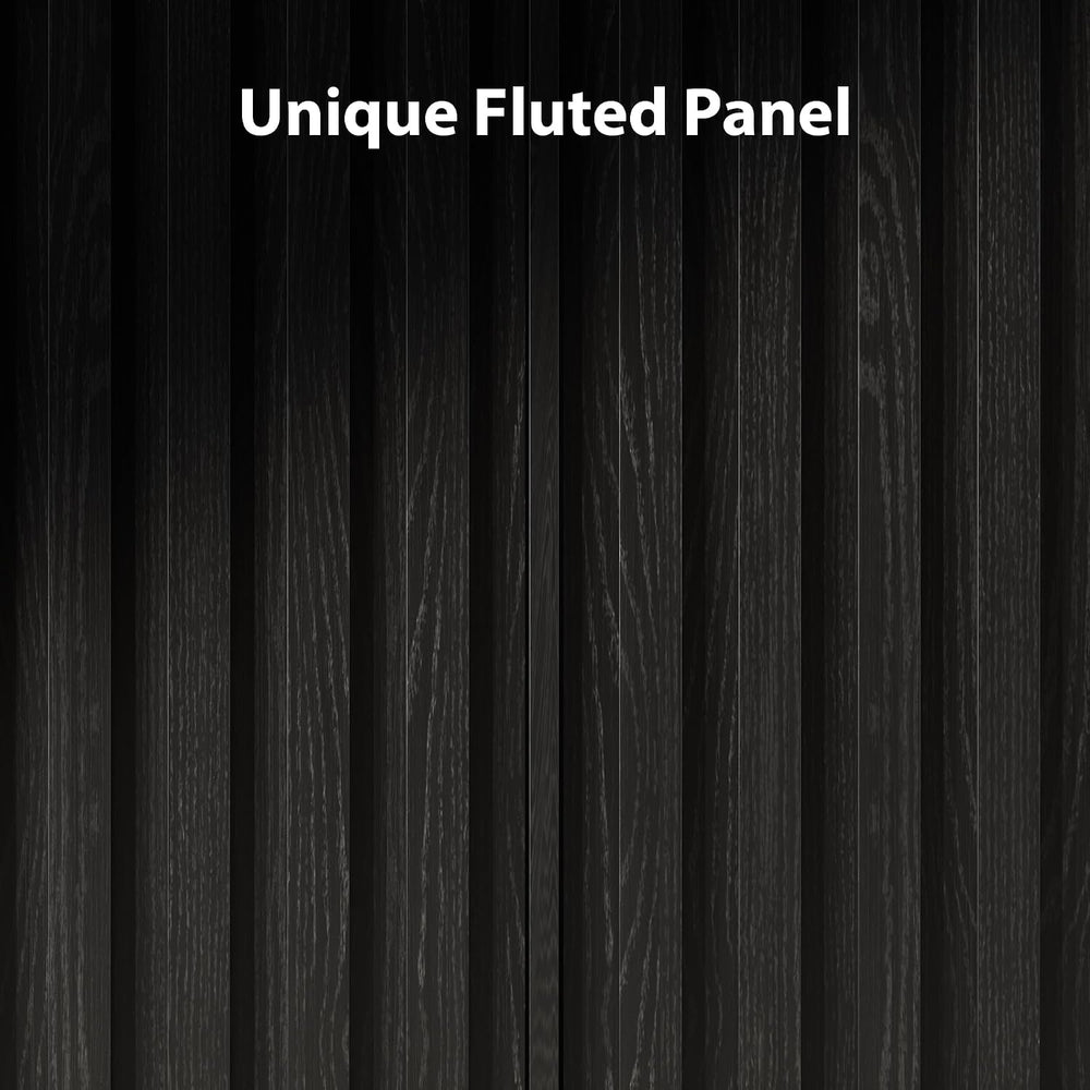 55" Fluted Buffet Cabinet with Storage, Accent Cabinet, Black