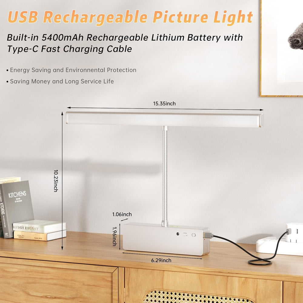 Picture Light, 15.35inch 5400mAh Rechargeable Picture Lights for Wall Battery...