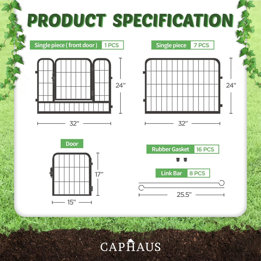CAPHAUS Decorative Garden Fence, 24 Inch x 21 FT Heavy Duty Iron Fencing Land...