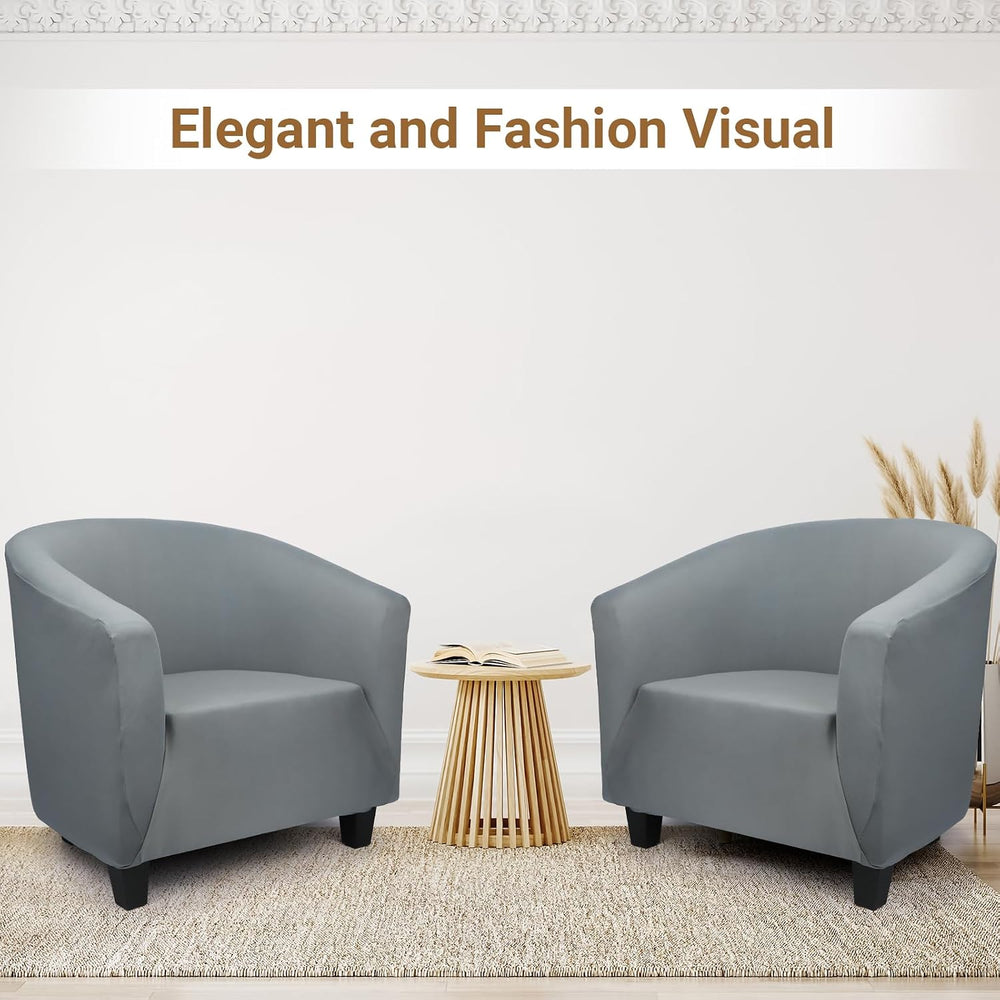 Club Chair Slipcover 1 Piece, 2Pack Round Soft Armchair Sofa Cover, Thick Dar...