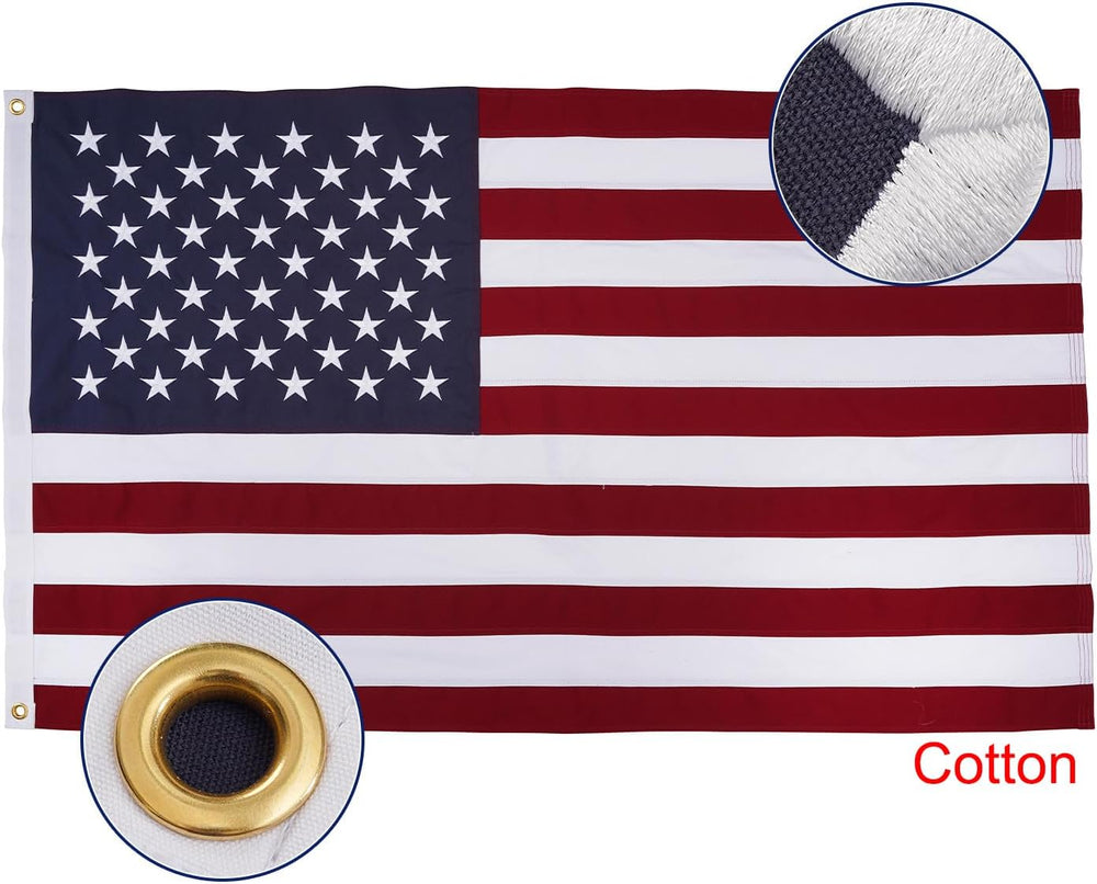 Bradford Cotton American Flag 4x6 feet Embroidered Star Cloth USA US Flags So...