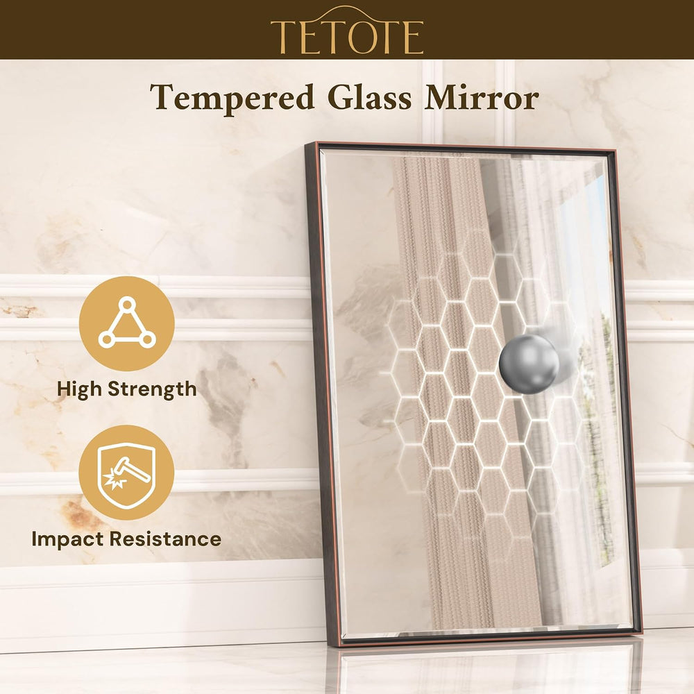 TETOTE Oil Rubbed Bronze Mirror for Bathroom 22 x 30 Inch Beveled Frame Vanit...