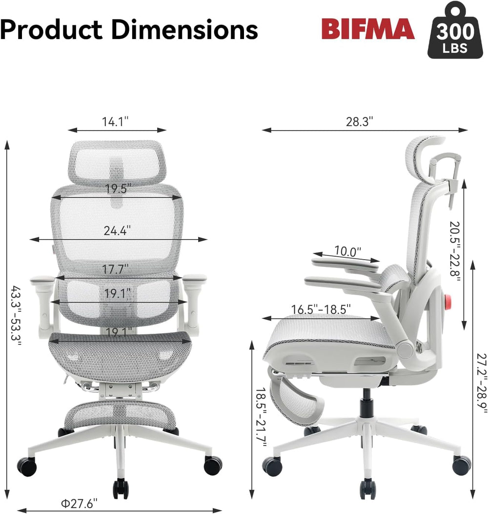SIHOO B300 Pro Ergonomic Office Chair with Footrest, 4D Lumbar Support