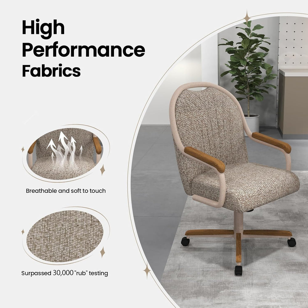 Chromcraft Bailey 4pc Swivel Kitchen Dining Chair - Light Sand-Chestnut