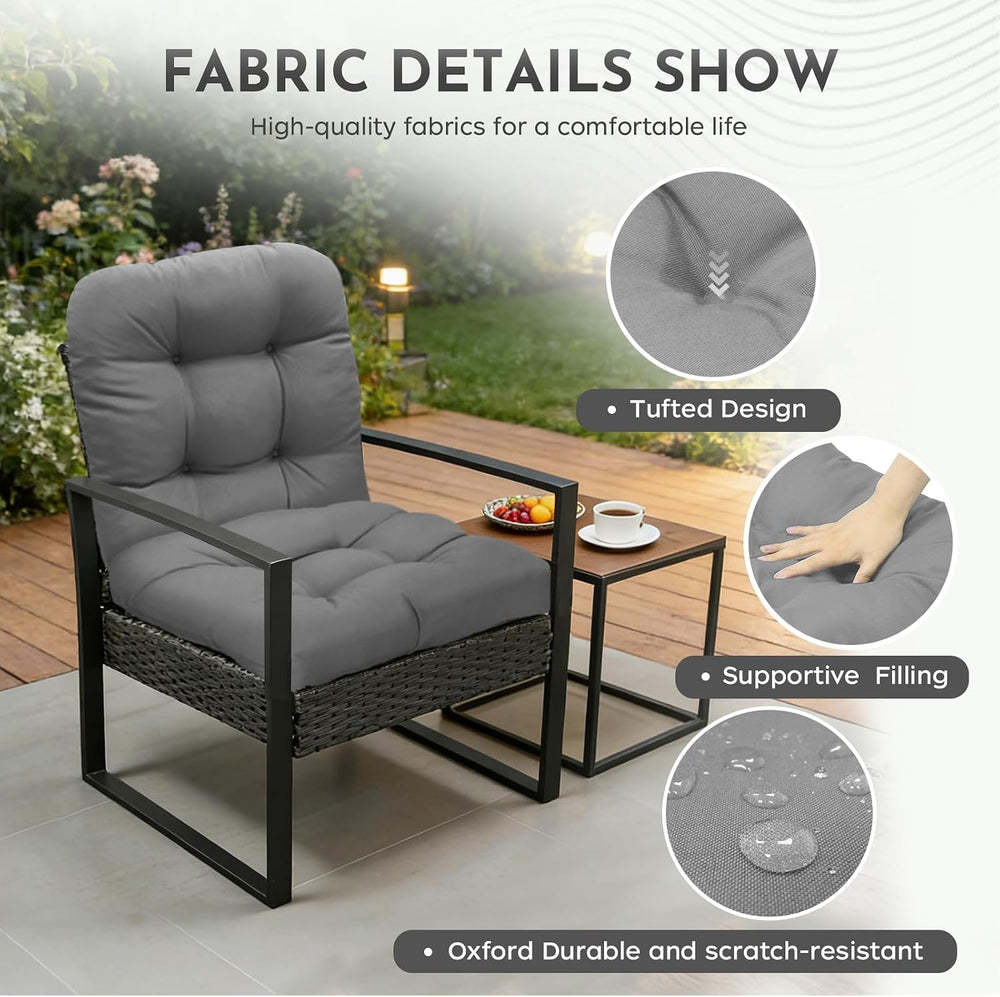 Patio Outdoor Wicker Chair Cushions Set of 2 Waterproof 19.5" x 19.5&quo...