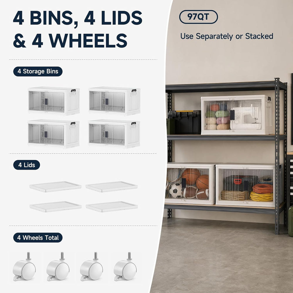 OlarHike 97QT Storage Bins with Lids for Closet, Office, Shelves, 4 Pack