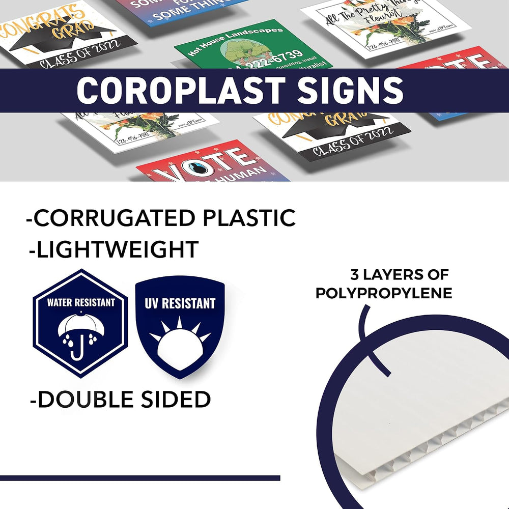 VSE | Blank Yard Signs 12 inch x 18 inch (Vertical Flutes) with 6 inch x 12 i...