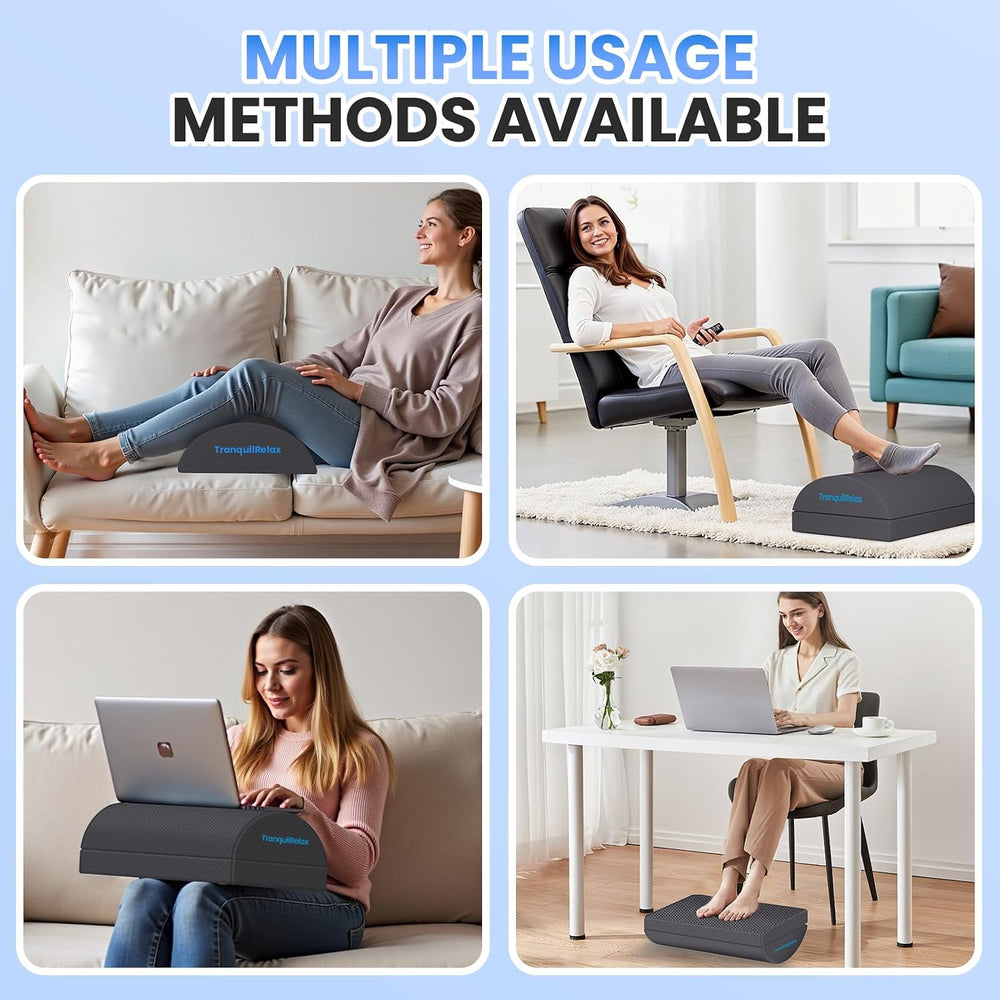 TranquilRelax Foot Rest Under Desk, 3-Height Adjustable Foot Stool, Gray