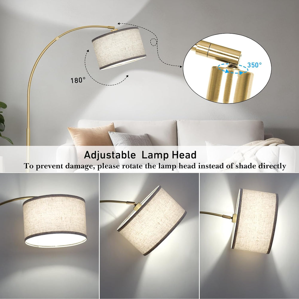 DWTB Gold Arc Floor Lamp for Living Room, Floor Lamp with Adjustable Drum Lam...
