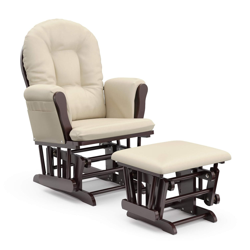 Storkcraft Premium Hoop Glider & Ottoman, Espresso with Beige