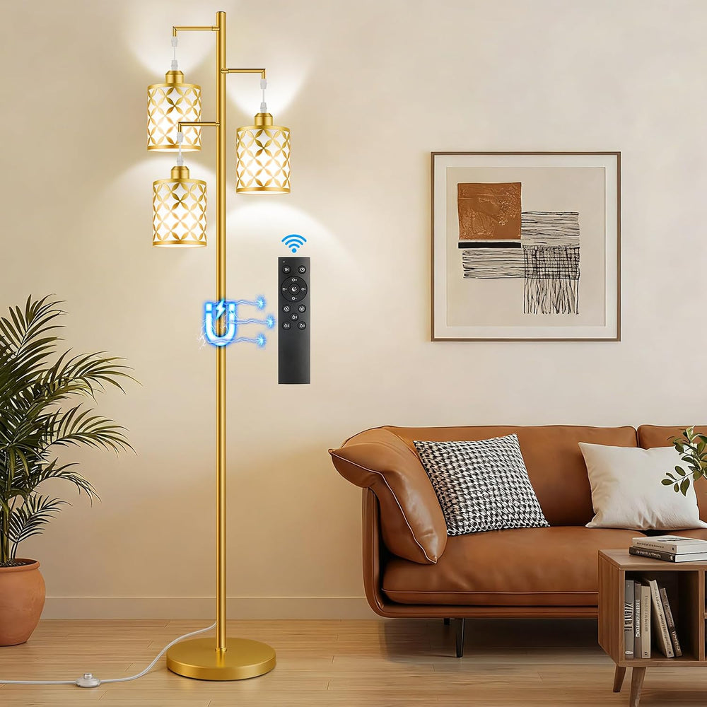 72" Dimmable Floor Lamp with Remote & Timer, Modern Industrial Stand...