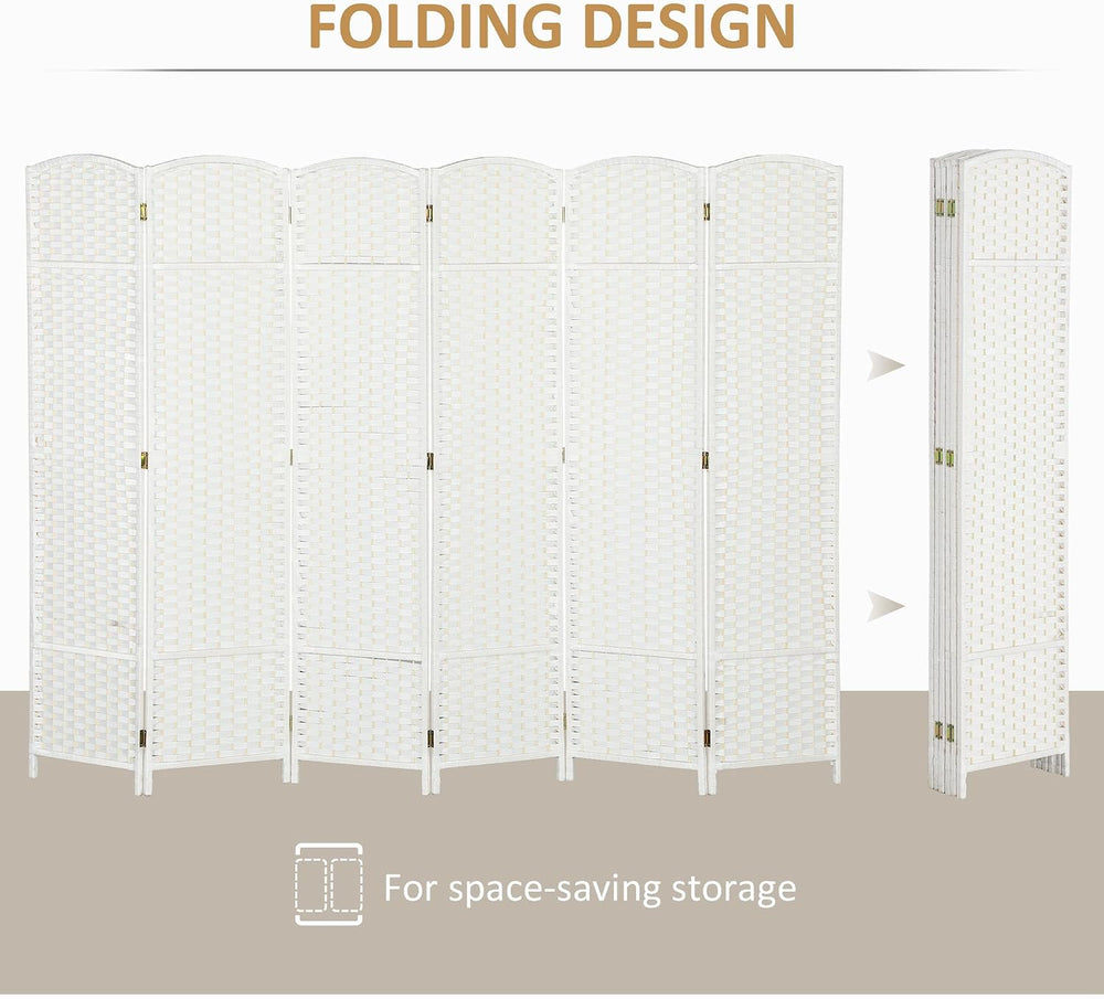 HOMCOM Room Divider Folding Privacy Screen 5.6' Tall Home Office White