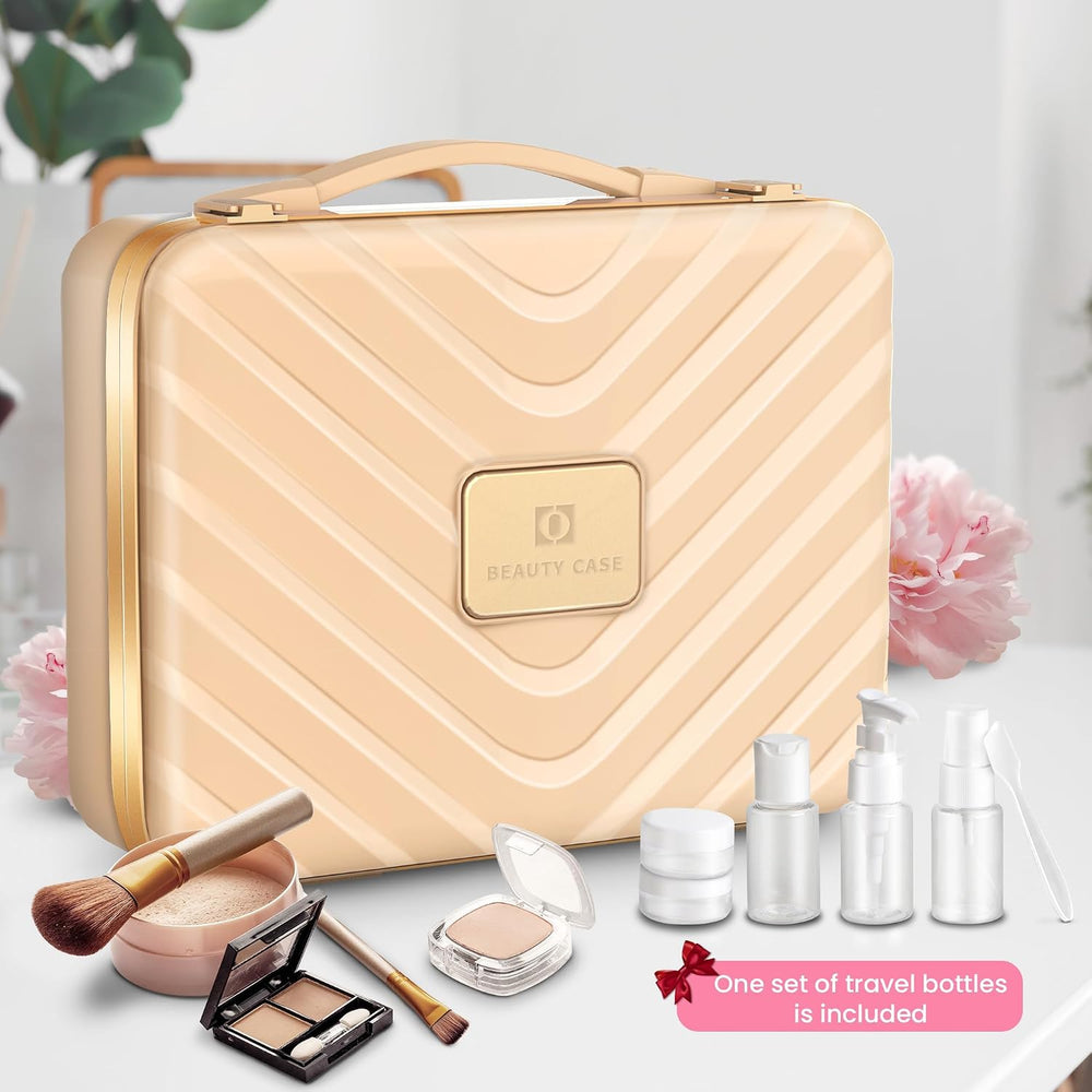 EASYINBEAUTY Makeup Travel Case with LED Lighted Mirror, Pink