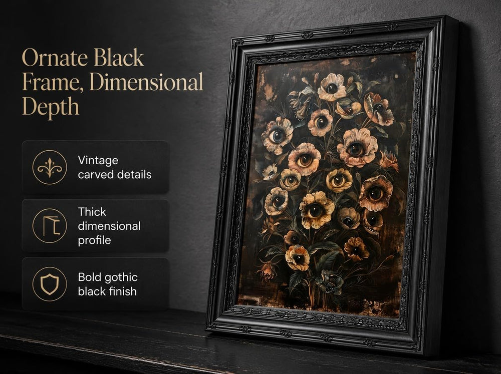 EIDHFBFJ Vintage Dark Botanical Eyeball Floral Gothic Framed Wall Art