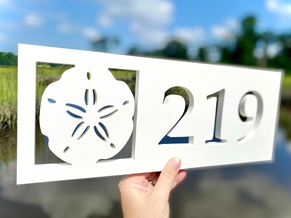 Horizontal Sand Dollar Address Sign, Weatherproof PVC House Numbers, Outdoor ...