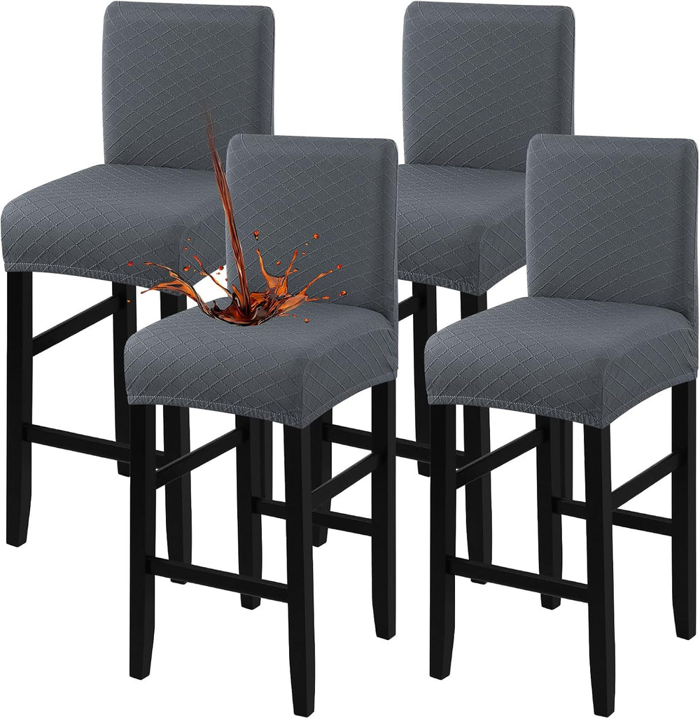 Fuloon Waterproof Barstool Covers Chair Slipcovers, Grey, 4 Pack