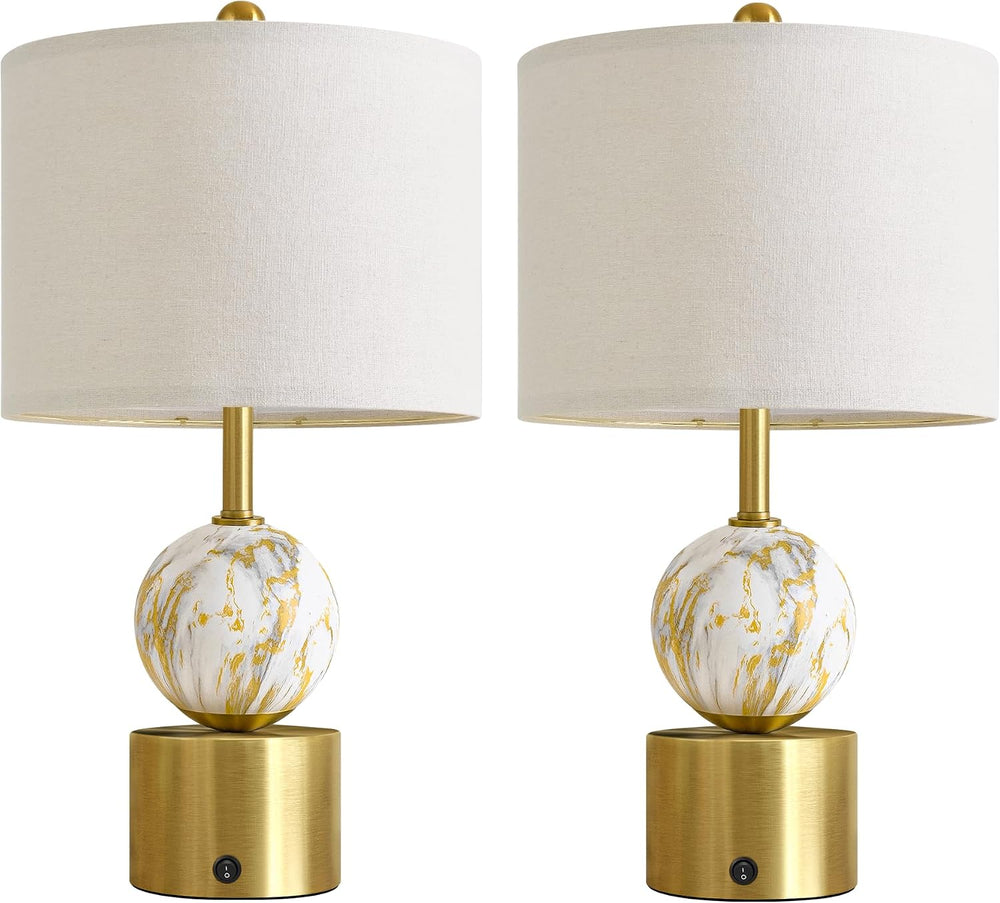 Oneach 20.5" Small Bedside Table Lamps for Bedroom Nightstands, Gold Gla...