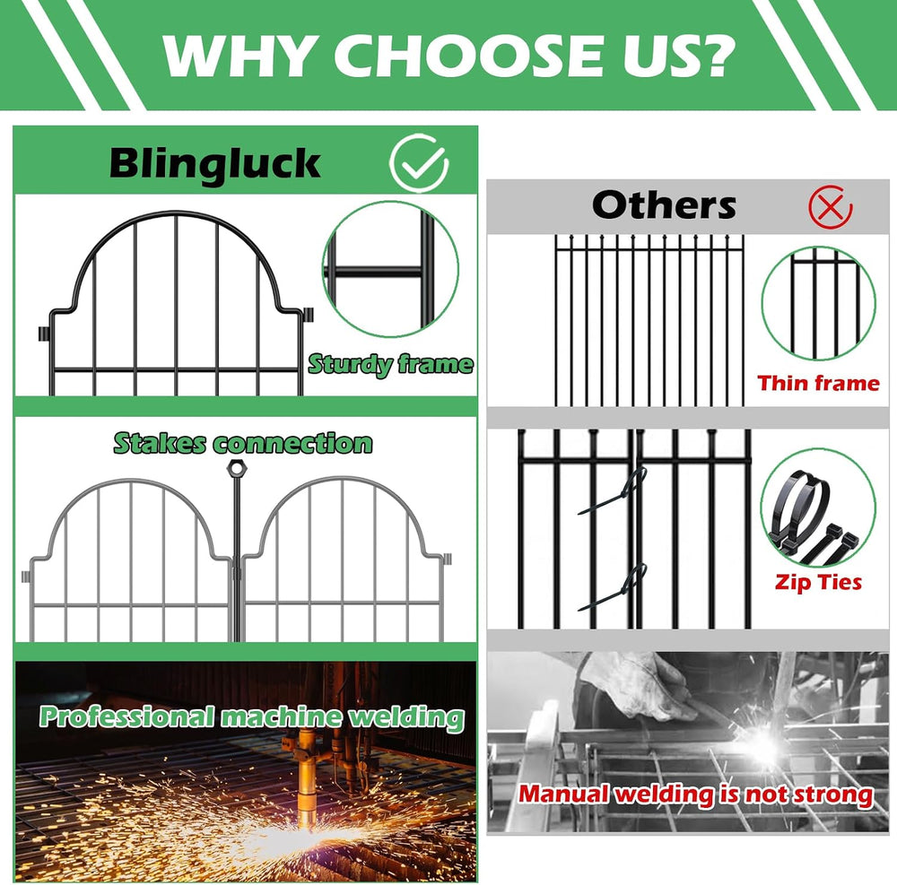 Blingluck Decorative Garden Fence, 17in(H) x 21ft(L), with Ground Stake