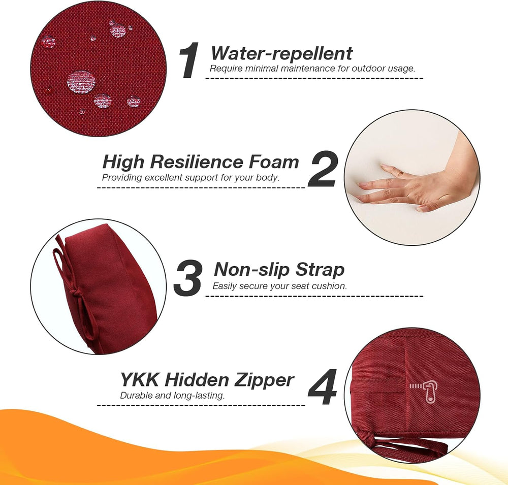 Unimatta Outdoor High Back Chair Cushion Seat Pads, 44 x 21 Inch Water-Repell...