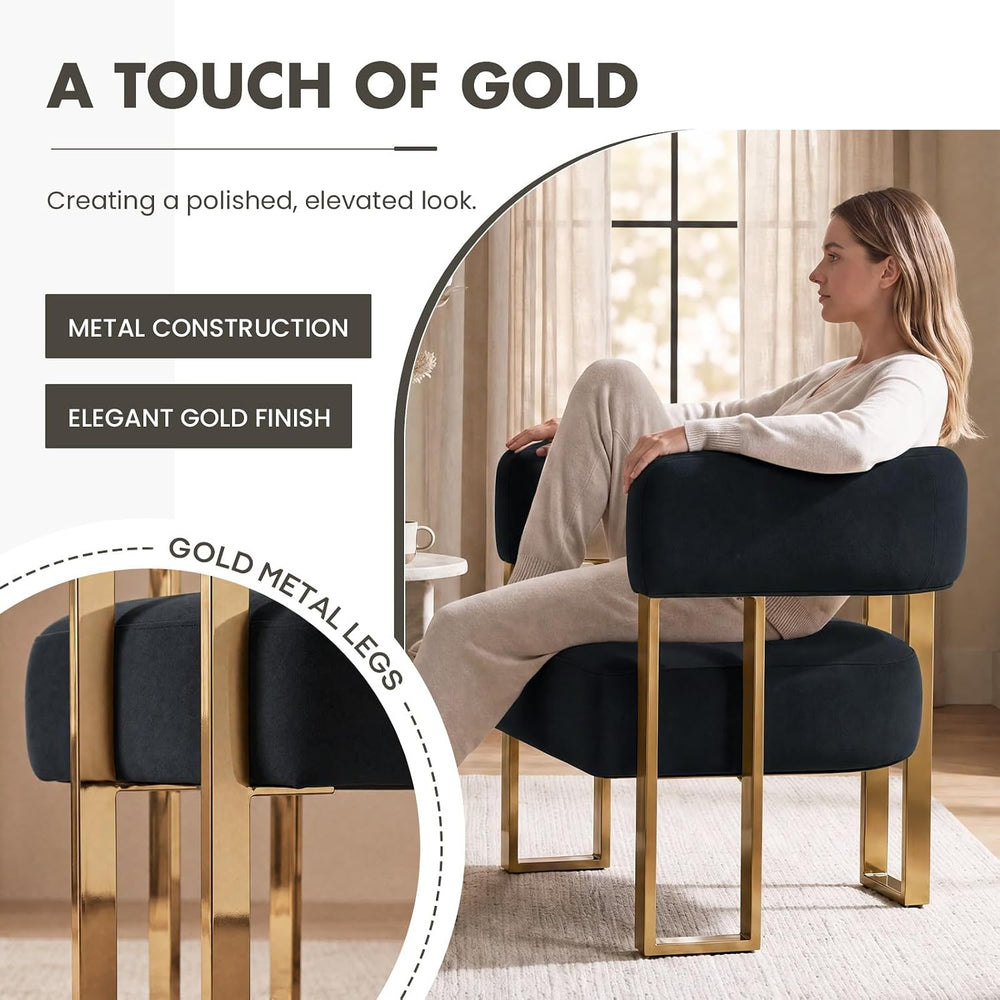 Hyfirm Modern Barrel Accent Chairs Set of 2, Comfy Velvet Upholstered Armchai...