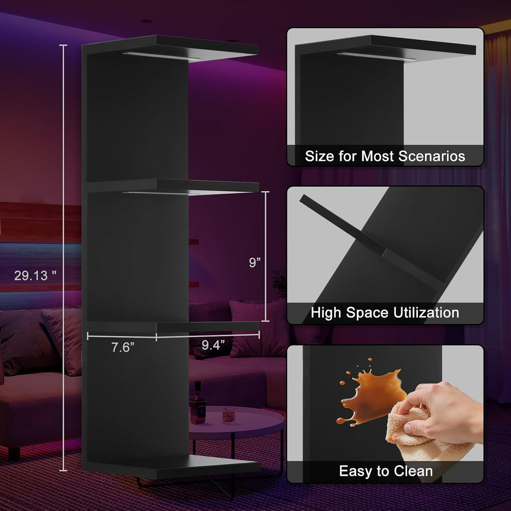 4 Tier RGB Wall Shelf, Black
