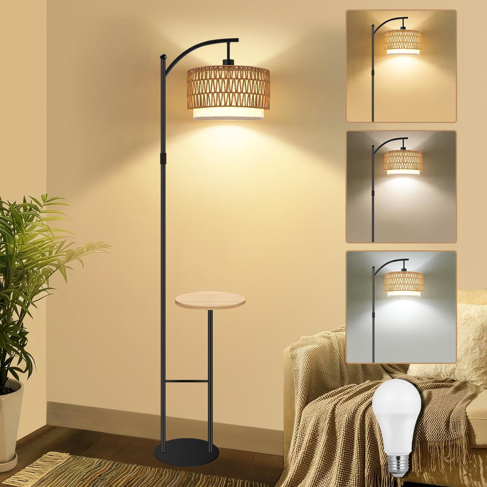 Floor Lamp with Shelves Dimmable, 3 Color Modes for Living Room