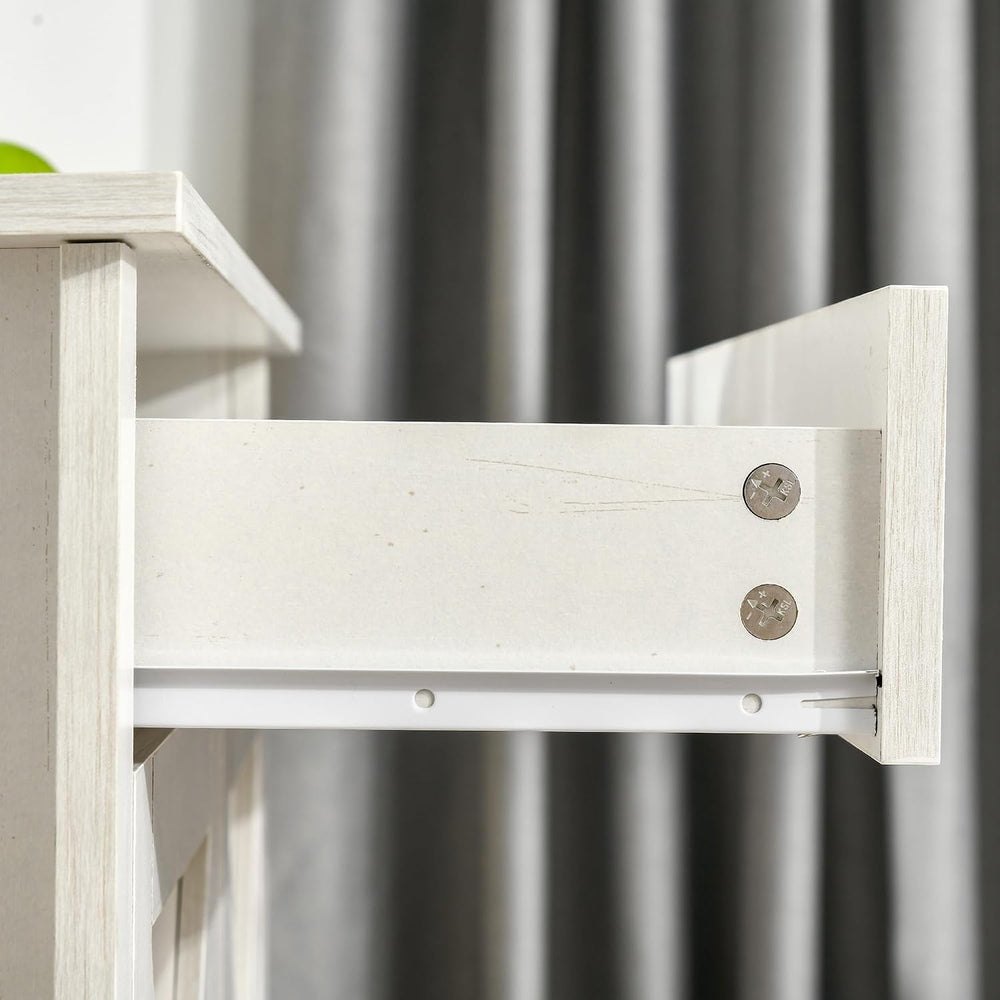 HOMCOM Farmhouse Sideboard Buffet Cabinet Barn Door White Wash