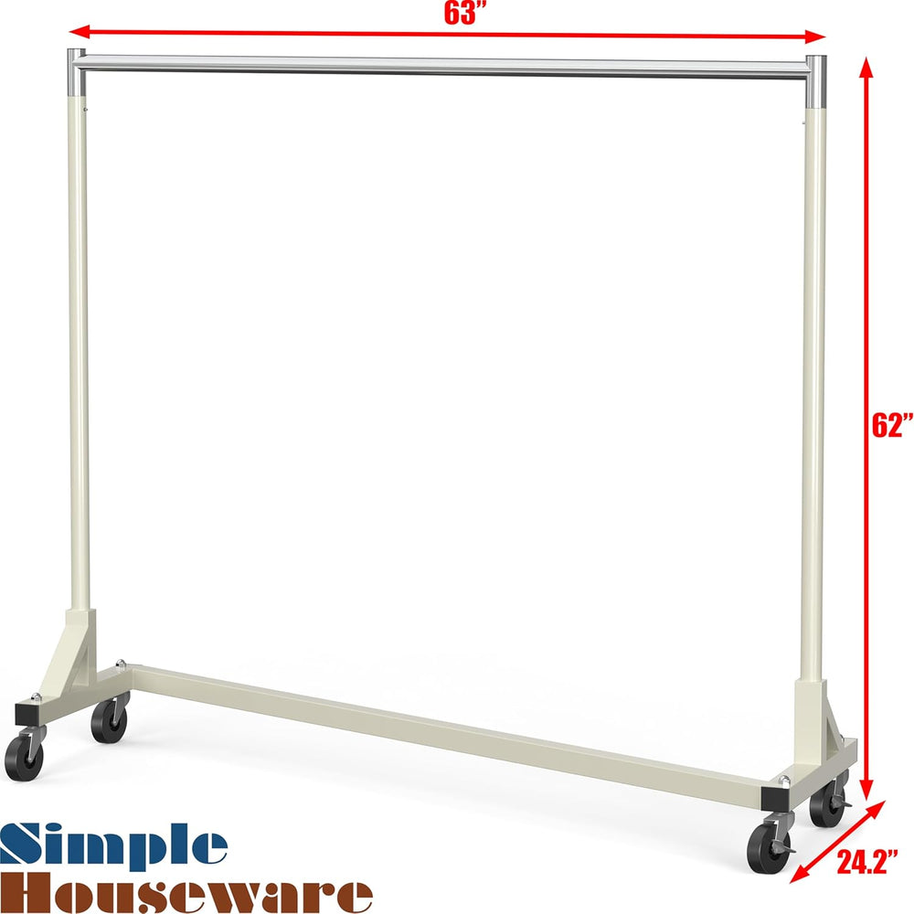 Simple Houseware Industrial Grade Z-Base Garment Rack, 63" W/500Lb, Gray