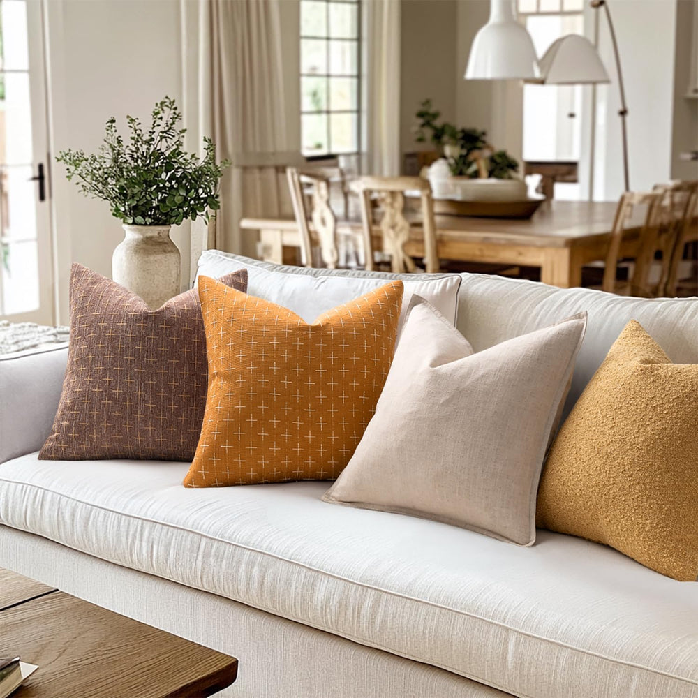 MIULEE Pack of 2 Decorative Burlap Linen Spring Throw Pillow Covers Farmhouse...