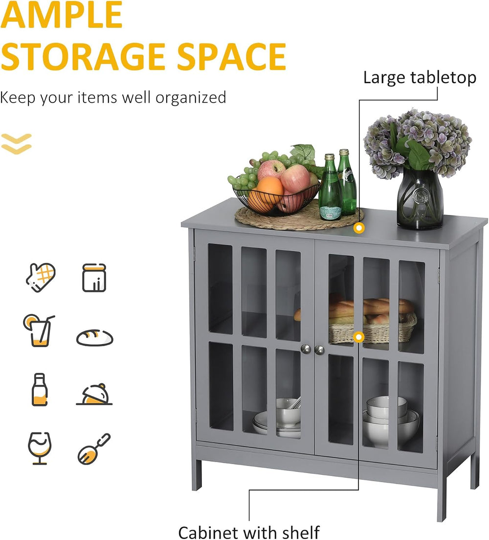 kleankin Sideboard Buffet, 2-Door Storage Cabinet, Credenza, Gray
