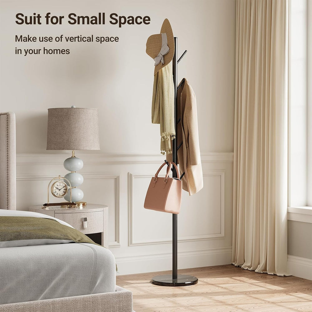 ELYKEN Coat Rack Freestanding, Metal Coat Rack with Natural Marble Base