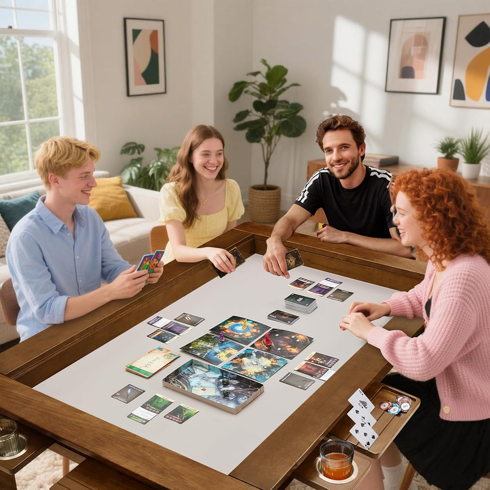 63"x39" Board Game Table with Removable Top Solid Wood Dining/Gamin...