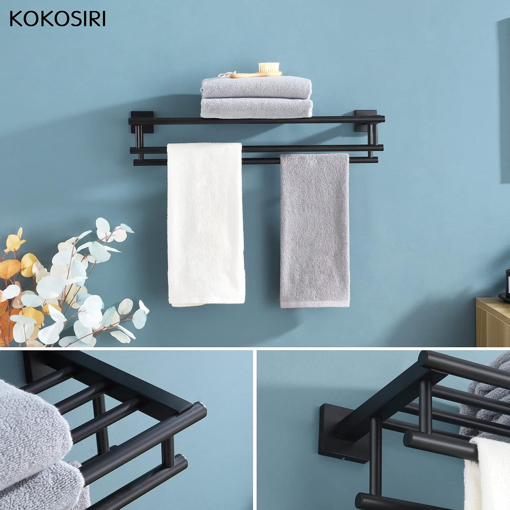 KOKOSIRI Bath Towel Rack with Double Towel Bars Bathroom Towel Shelf 24 Inch ...