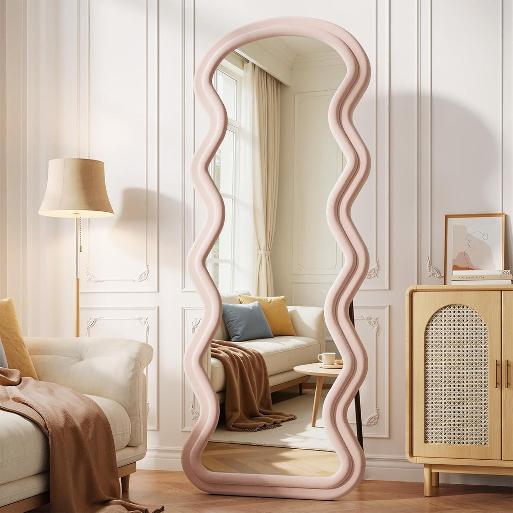 Koonmi 63“x24” Wavy Mirror Full Length, Flannel Full Body Mirror