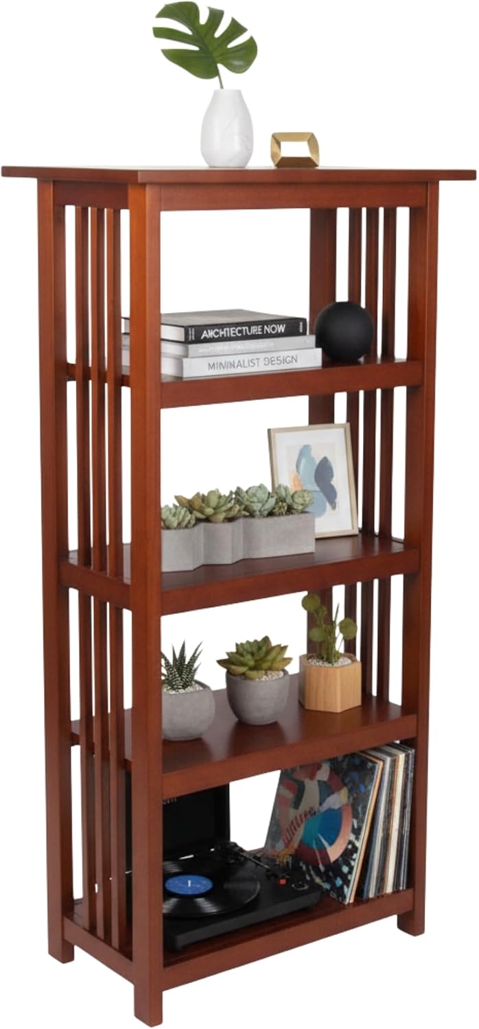 Alaterre Mission Bookcase with Adjustable Shelf, Cherry, 24”W x 48”H
